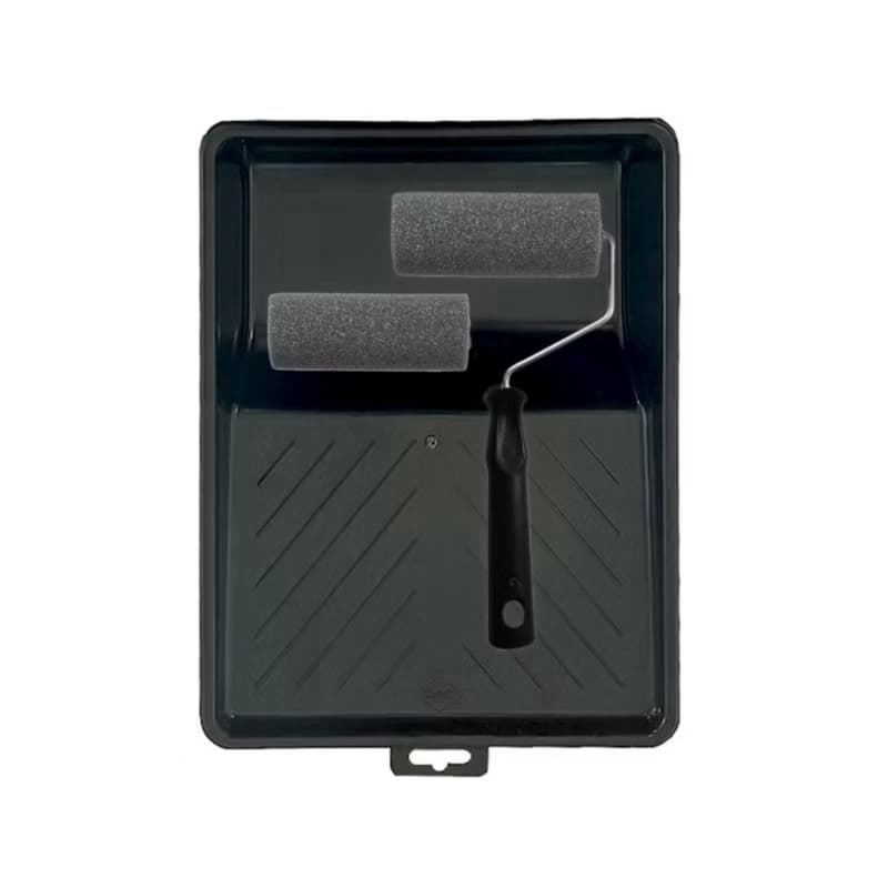 Kit para Pintura de Tinta Esmalte Sintético 9cm com Refil | Bandeja + Rolo Poliéster | Acabamento Profissional