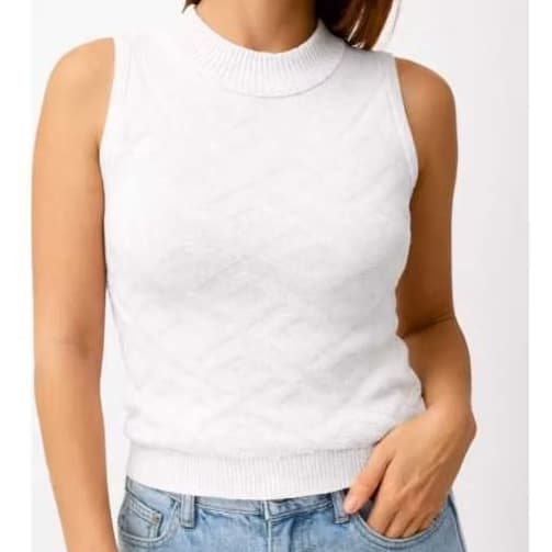 Blusa Tricot Feminina Regata Em MODAL com Textura Geométrica