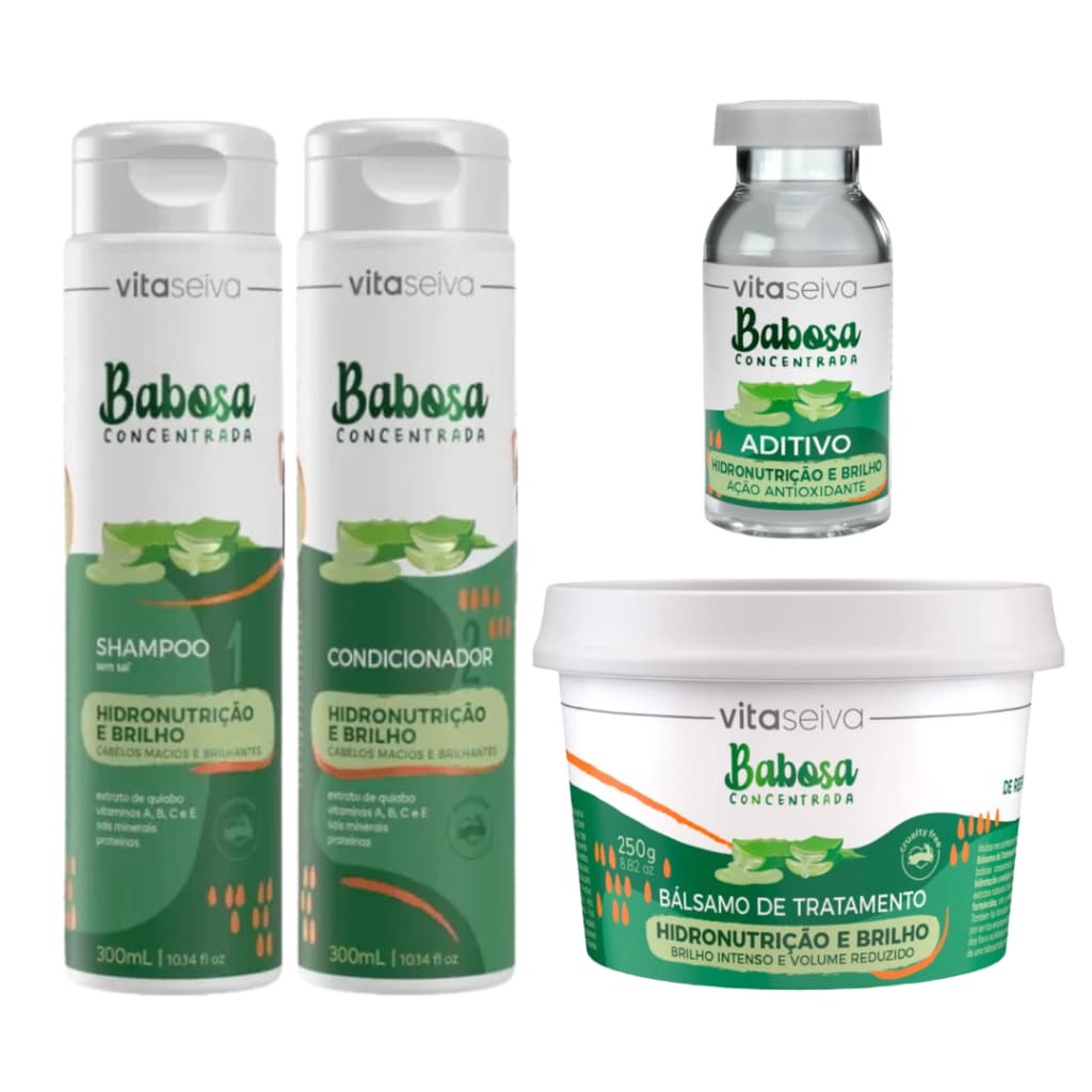 Shampoo Condicionador Balsamo Oleo de Babosa Kit Vita Seiva