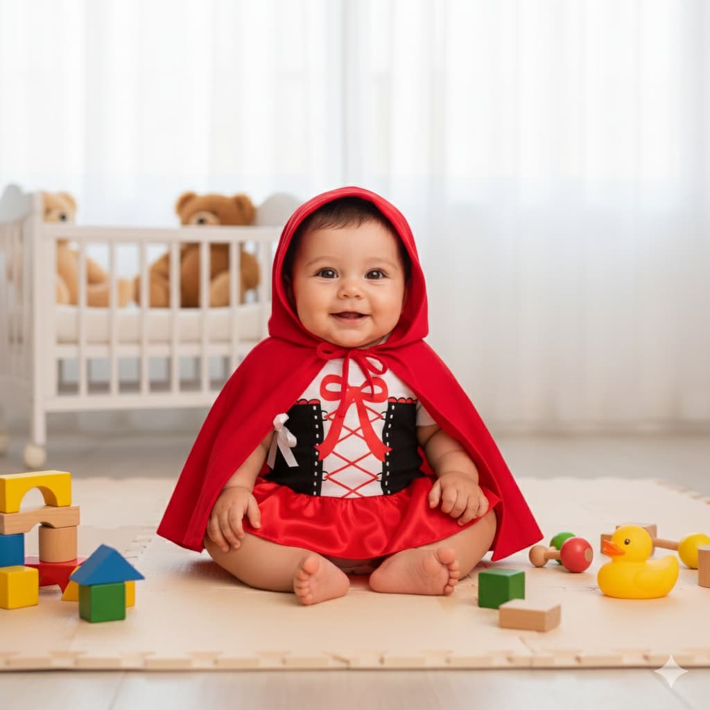 Body Bebê Fantasia Mesversario Chapeuzinho Vermelho + Capa