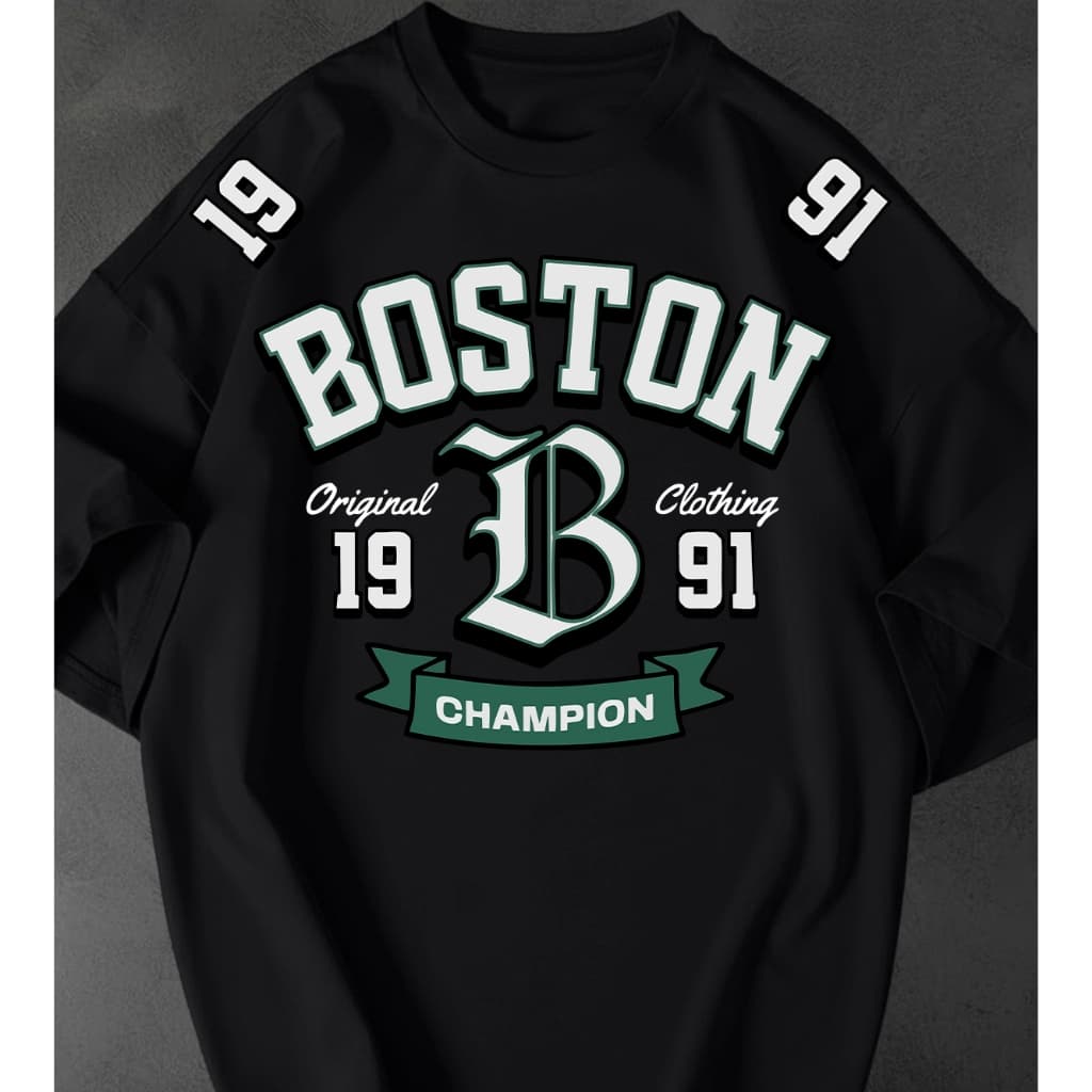 Camiseta Feminina Boston Champions Estampada Streetwear Oversized Estilosa Urbana Algodão Premium
