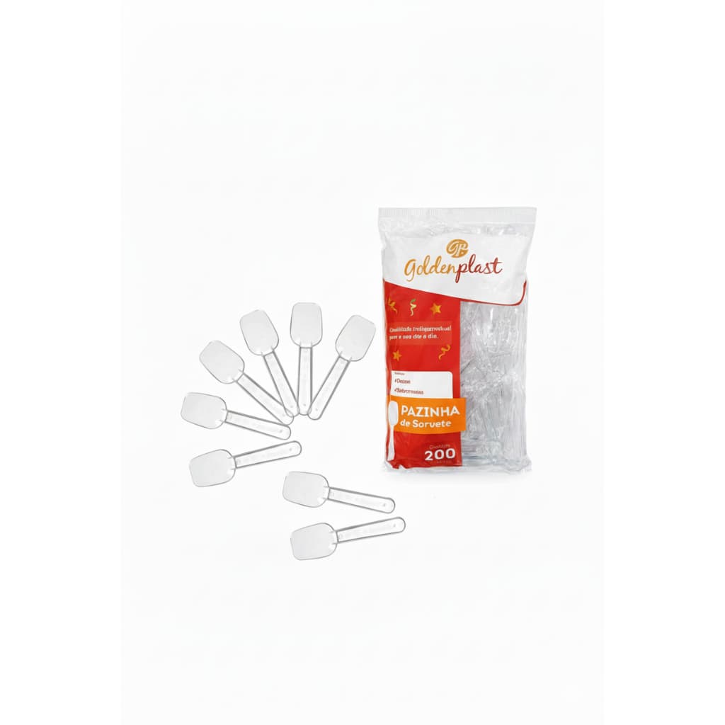 Pazinha de Sorvete Cristal Goldenplast 200 Unidades – Ideal para Doces, Sobremesas e Festas