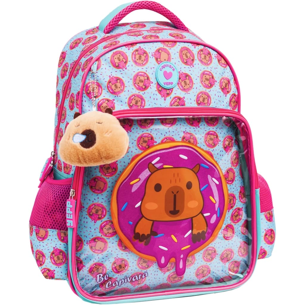 MOCHILA INFANTIL COSTAS 16'' CAPIVARA COM CHAVEIRO