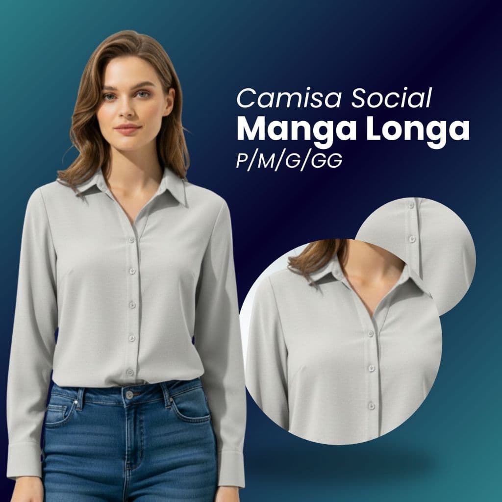 Blusa Social Feminina Manga Longa Tecido Não Amassa Premium