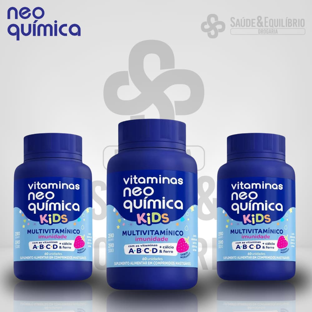 Multivitamínico Infantil Neo Química Kids  Vitaminas A B C D + Cálcio e Ferro