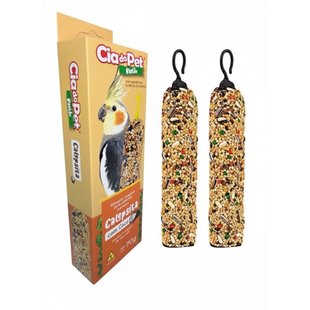 Kit Com 2 Bastões de Sementes com Coco Para Calopsita, Agapornis Periquito 70g