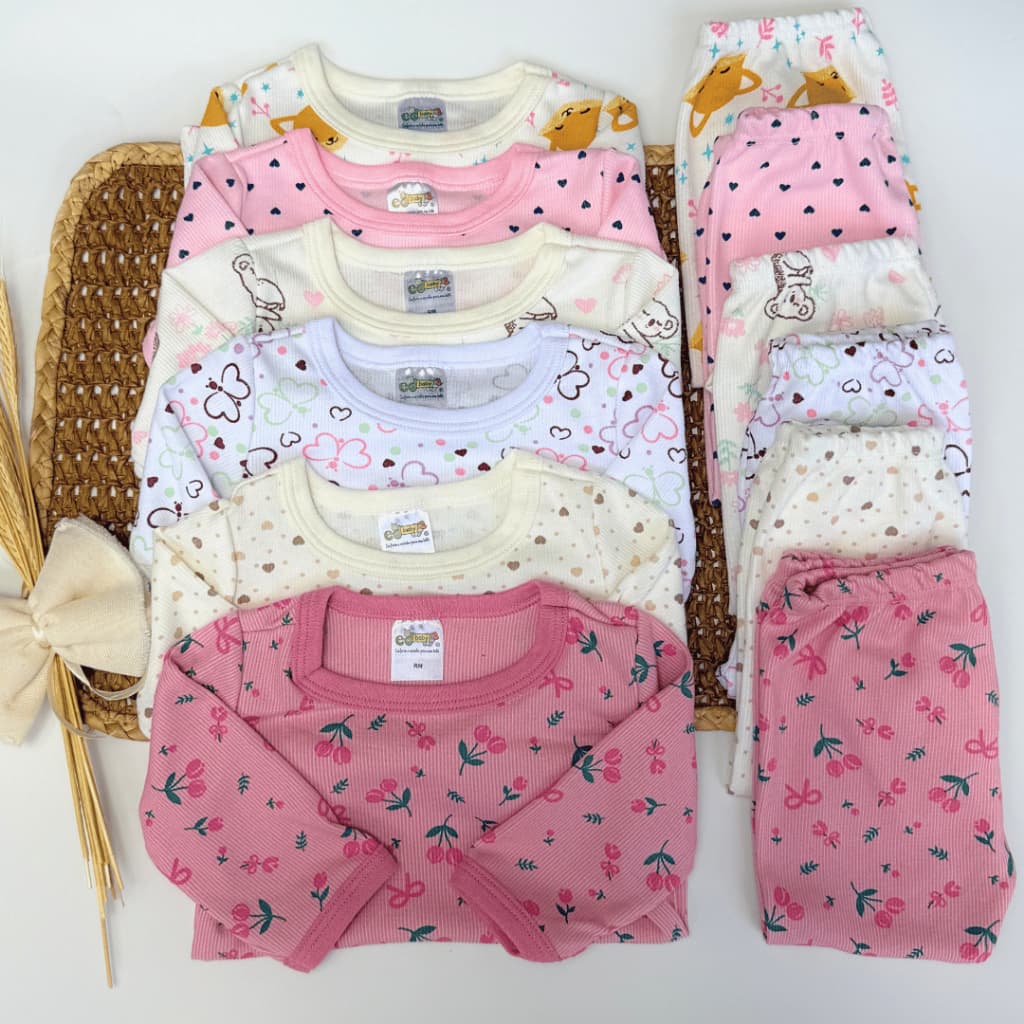 Kit 6 Peças Pijama Canelado Estampas Divertidas Premium Feminino Masculino 100% Algodão