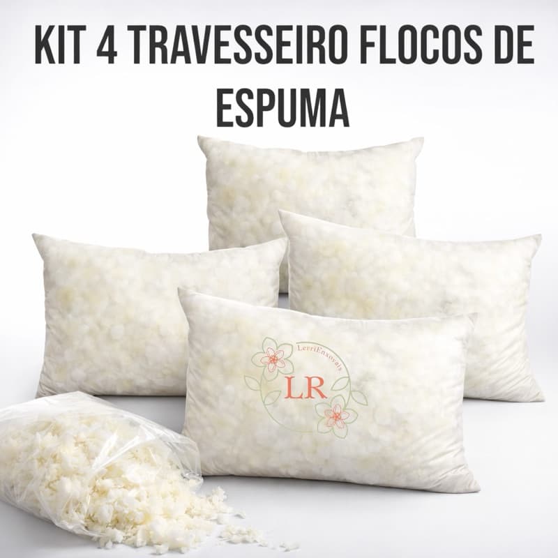 Kit Travesseiros 50x70 cm de Flocos de Espumas Mácio Confortável