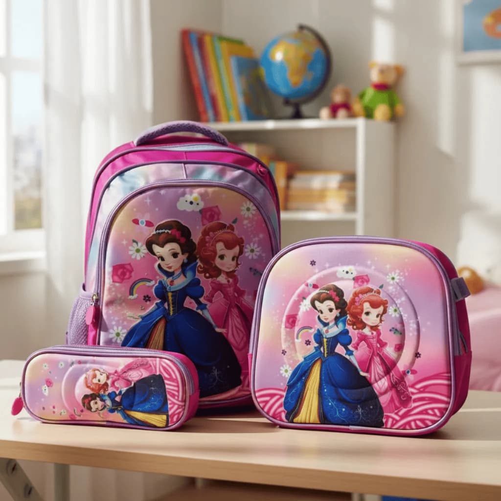 Kit Mochila Escolar 3D Infantil Bolsa Lancheira Estojo Resistente Reforçada Estampas Menino Menina