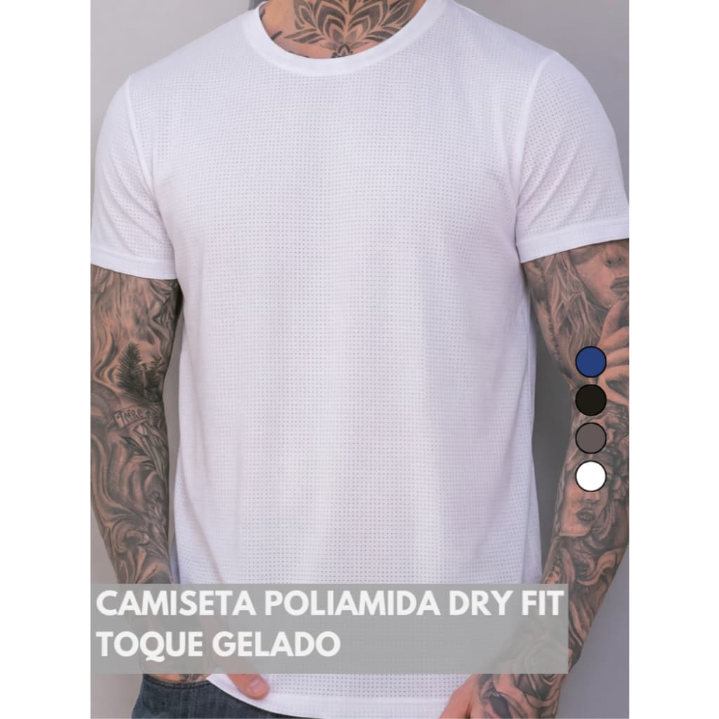 Camiseta Masculina Dry Fit Tecido Gelado Furadinho Poliamida Premium Fitness Academia Casual