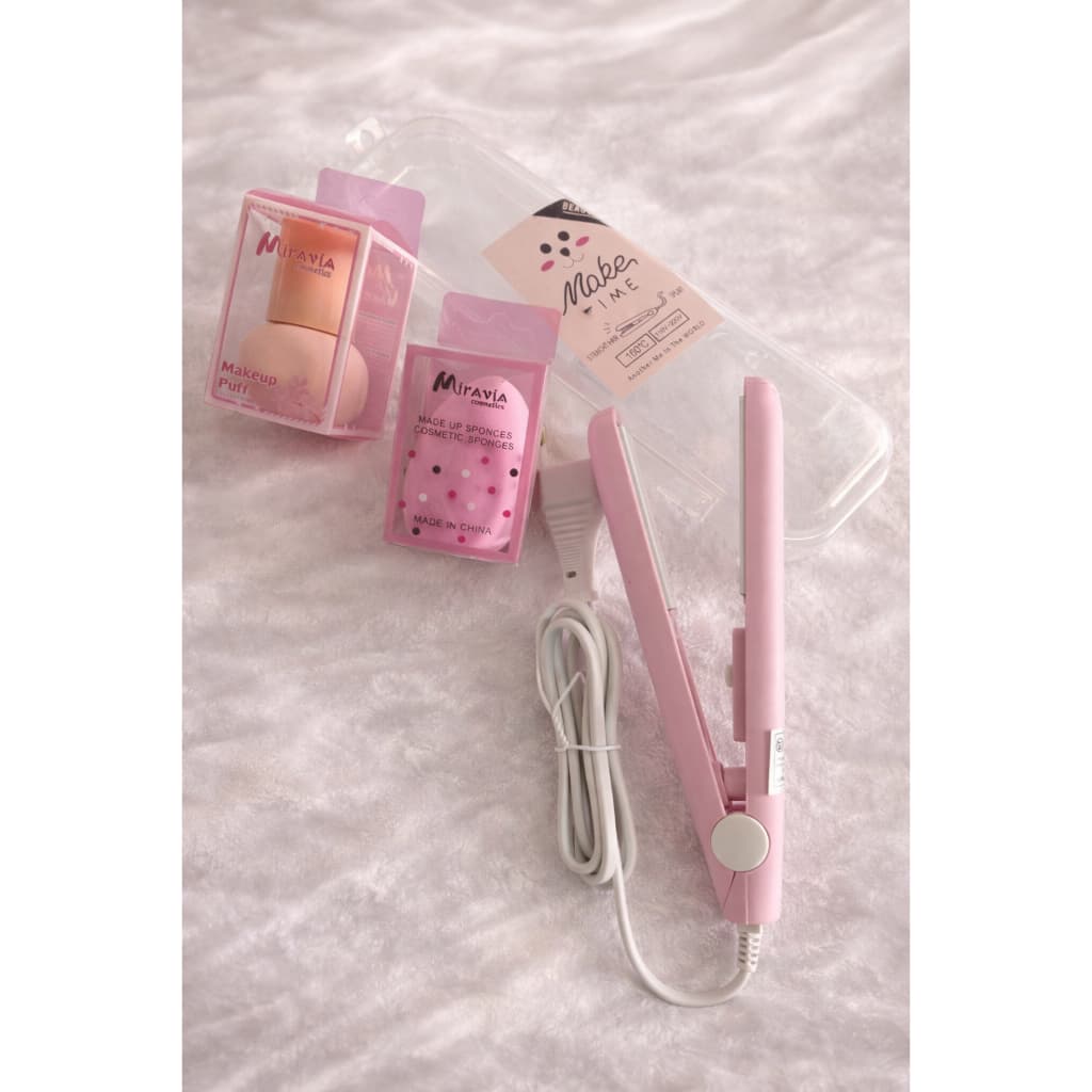 Mini Chapinha Portátil De Bolsa Com Case + 1 Esponja tipo Cogumelo com Cabo + 1 Esponja tipo Gota