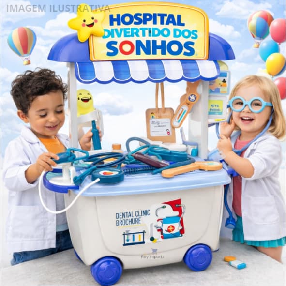 Brinquedo de menino brinquedos femininos infantil Carrinho Hospital Infantil Médico Educativo para Crianças com 33 peças