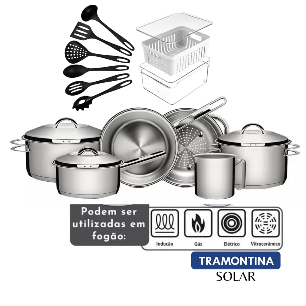 Jogo de panelas Solar 6 pçs Pote Organizador Geladeira Cesto Kit Utensílios Cozinha Nylon Preto