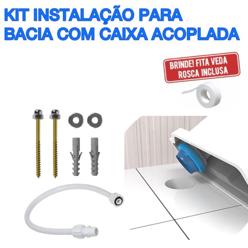Kit Instalação Vaso Sanitário Anel Vedação +Engate +Parafuso Latão +Veda Rosca Grátis|ENVIO IMEDIATO
