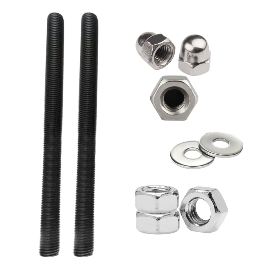 1/2/4 Barra Denteada Aço Galvanizado 4.8 M8/M6x 1000mm + 2 Porca Cúpula + 4 Porcas e Arruelas LUM3
