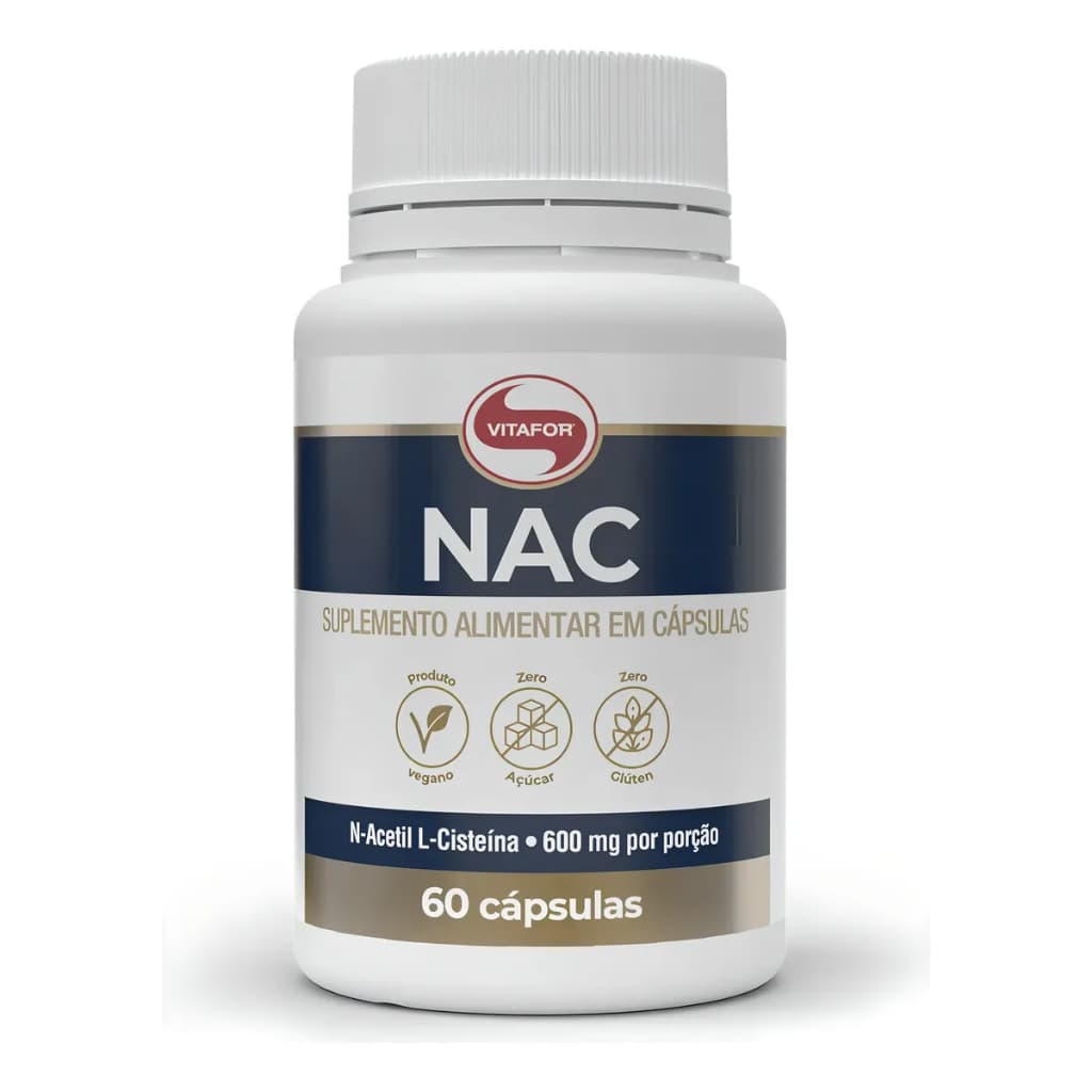 Vitafor NAC Cápsulas 60x600mg - Suporte à Saúde Respiratória e Sistema Imunológico