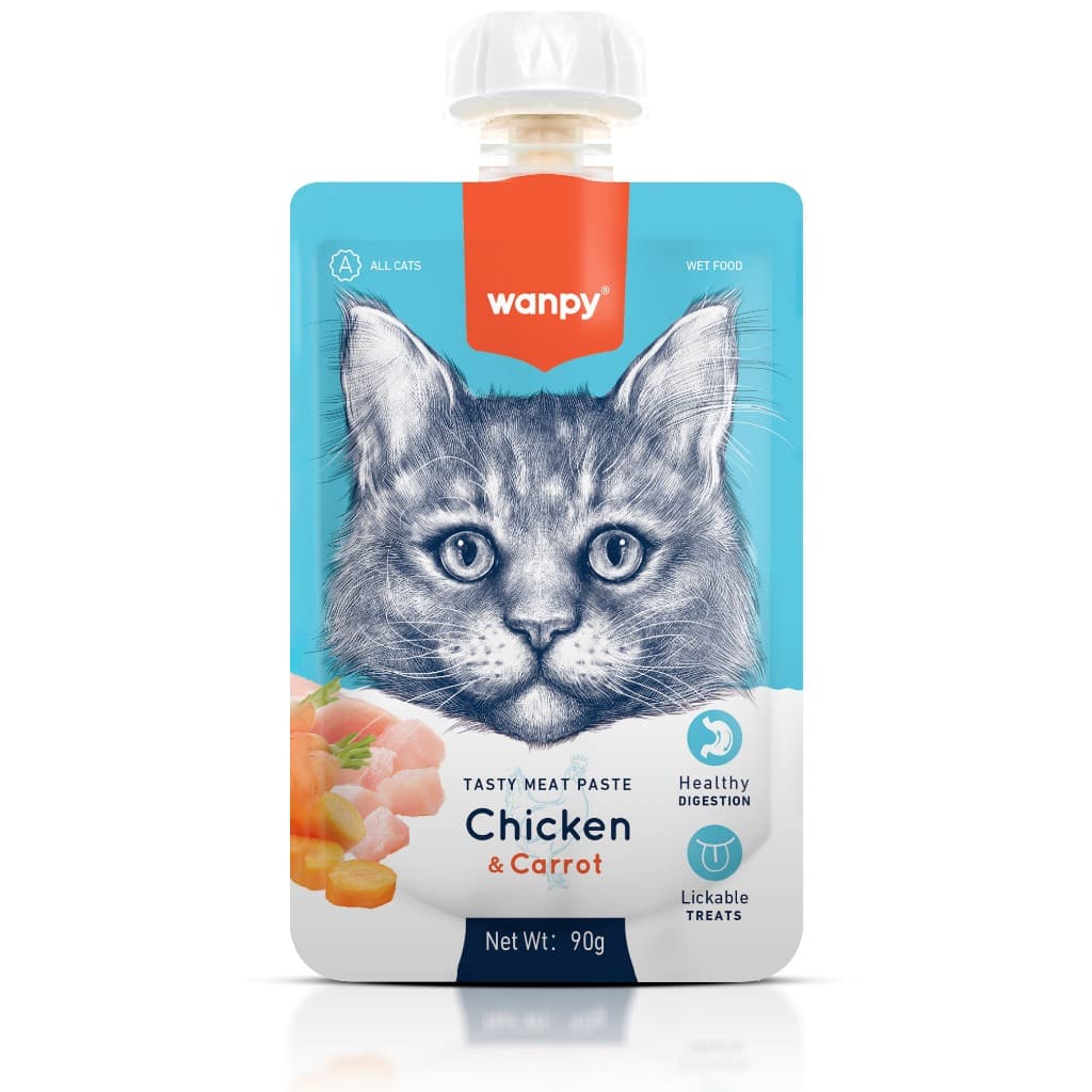 Truly Wanpy Petisco Creamy para Gatos Sabor Frango e Cenoura 90g