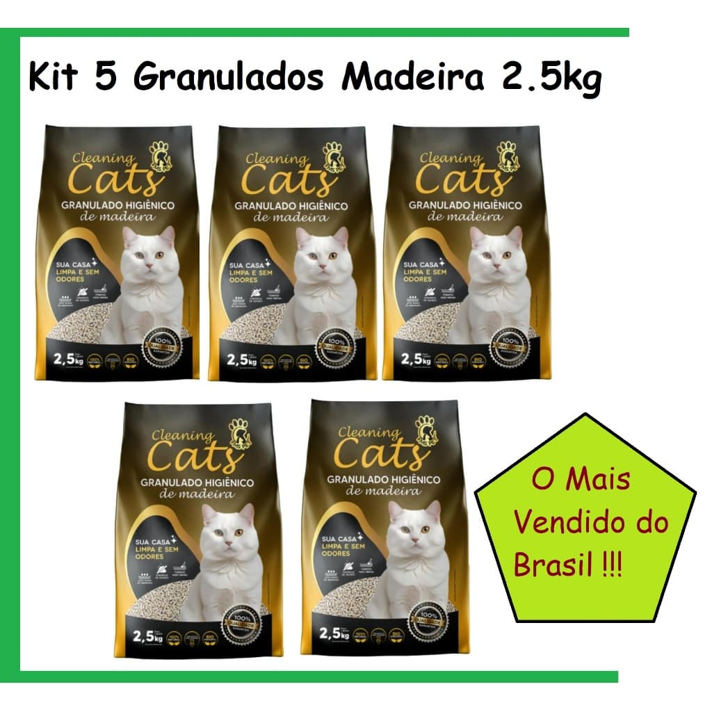 Granulados Madeira Biodegradável kit 5 x 2.5kg cada