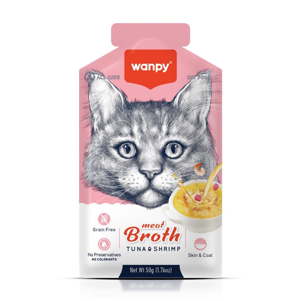 Truly Wanpy Petisco Sopa para Gatos Sabor Atum e Camarão 50g