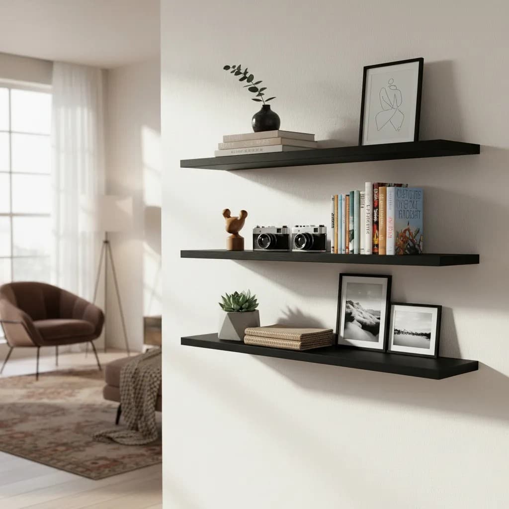 Kit 3 Prateleira 50x10  MDF  Nichos Sala Quarto Cozinha Banheiro Decoração Livros Fotos Minimalista