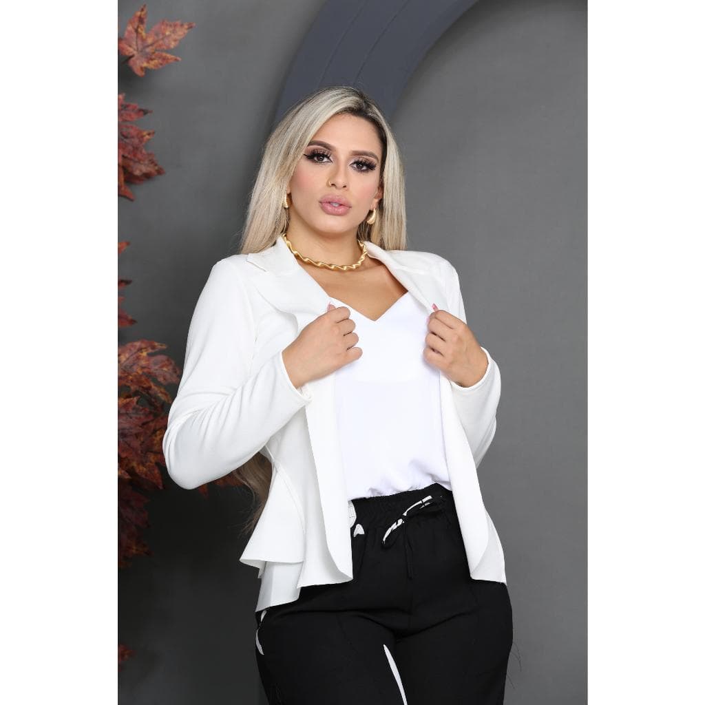 Blazer blusa feminina neoprene casaco manga longa terninho social