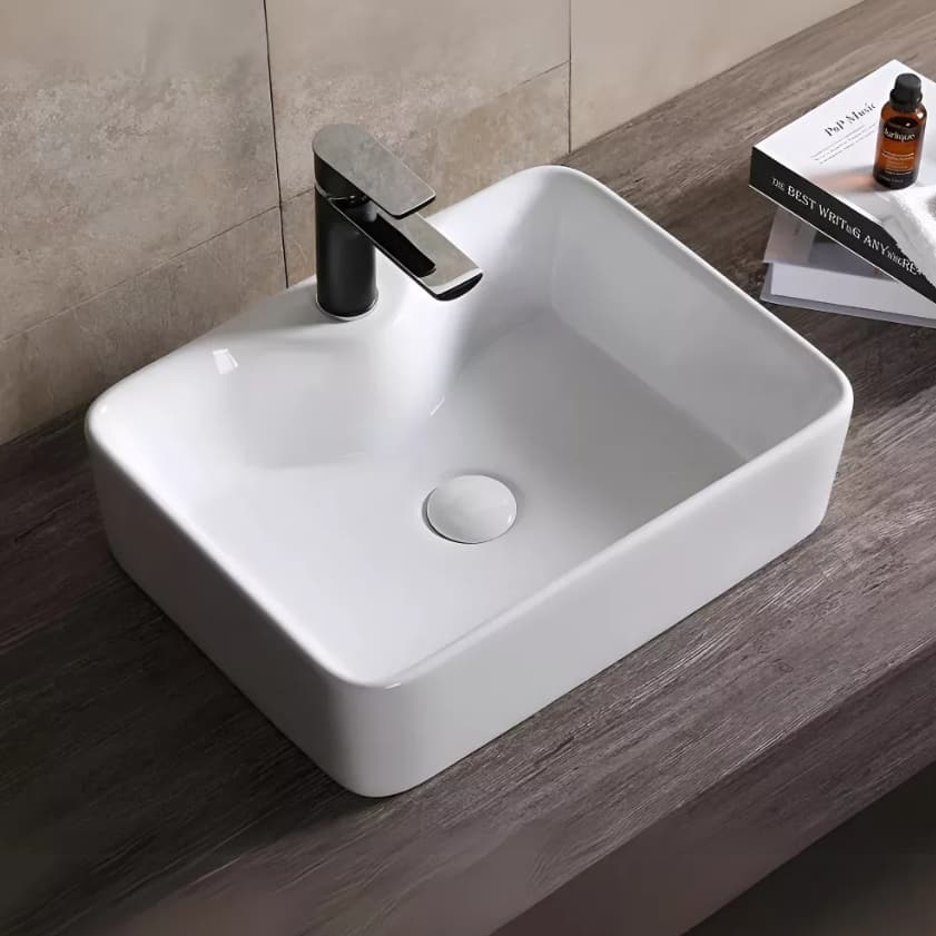 Cuba Louça Mesa De Apoio Banheiro Retangular 41cm Lemi Branco Brilhante