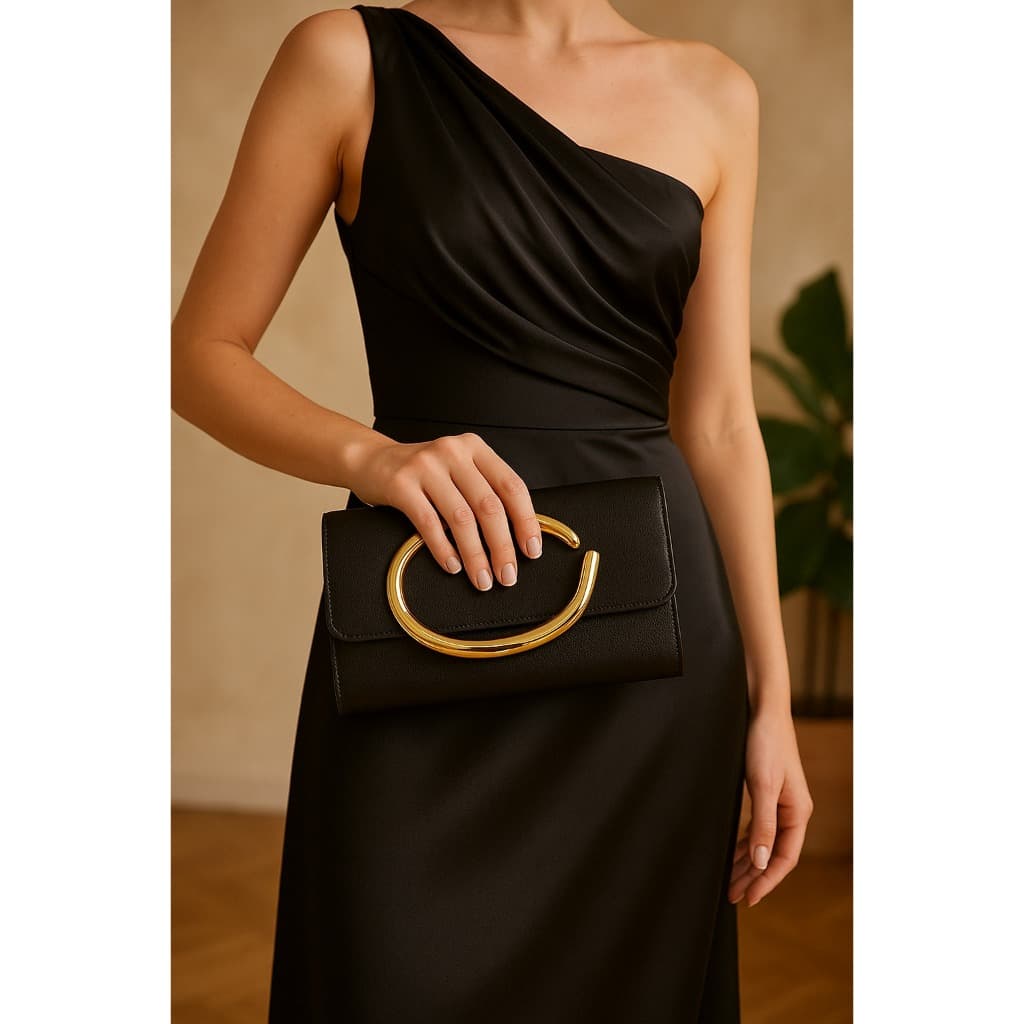 Bolsa Clutch Feminina Elegante com Alça Metálica Dourada Festa Evento