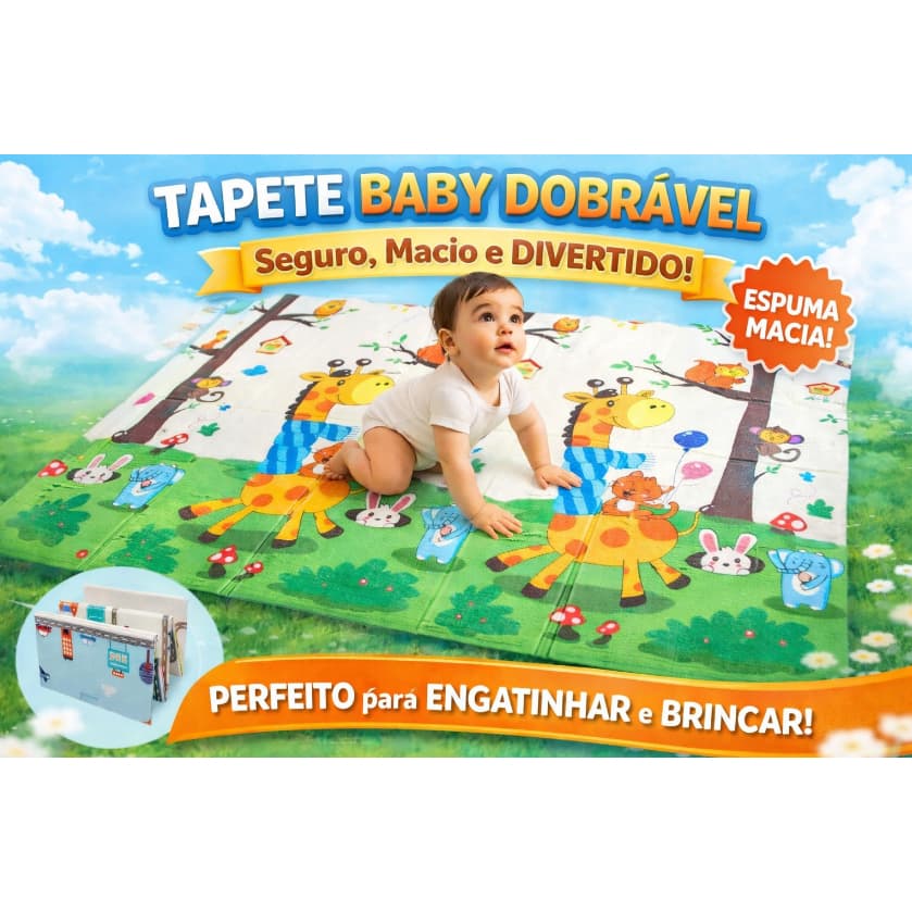 Tapete de Atividades Térmico Infantil Emborrachado Educativo Bebê Crianças Tatame Dobrável Estampas