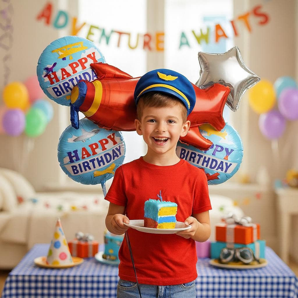 5 Balões Metalizados Festa Infantil Avião Sereia Unicórnio Decorativos Eventos Aniversário Infantil