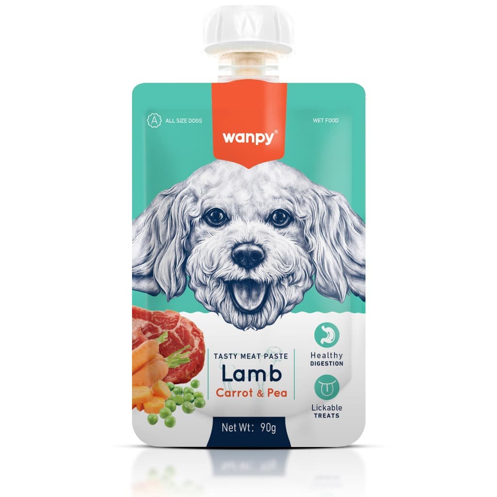 Truly Wanpy Petisco Creamy Sachê para Cães Sabor Cordeiro, Cenoura e Ervilha 90g