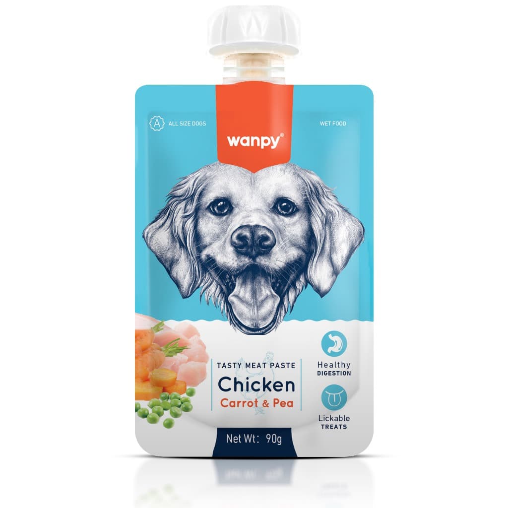 Truly Wanpy Petisco Creamy Sachê para Cães Sabor Frango, Cenoura e Ervilha 90g