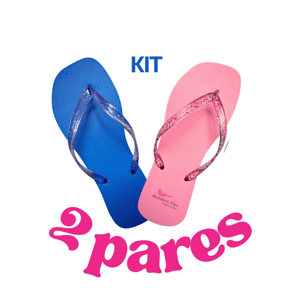 2 Pares Chinelo Feminino Glitter Rosa Brilho Promoção Sandálias Conforto Verão Luxo
