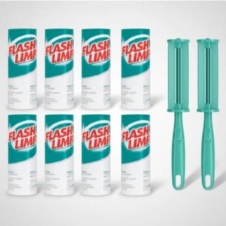 Kit Rolo Adesivo Tira Pelo Fiapos Cabelos Bolinha C/8 E 2 Cabo Aplicador Envio Imediato