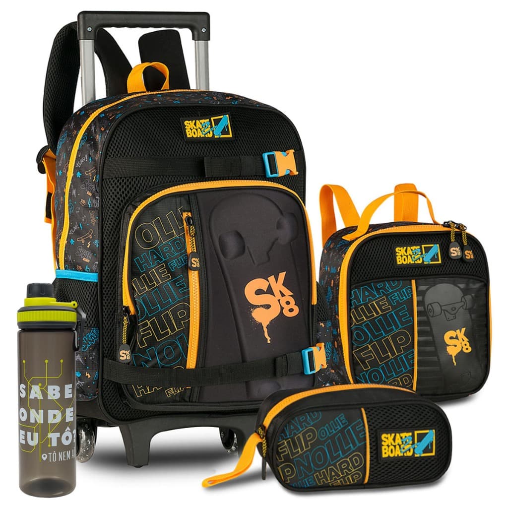 Kit Mochila Estojo Lancheira Escolar Meninos Lançamento