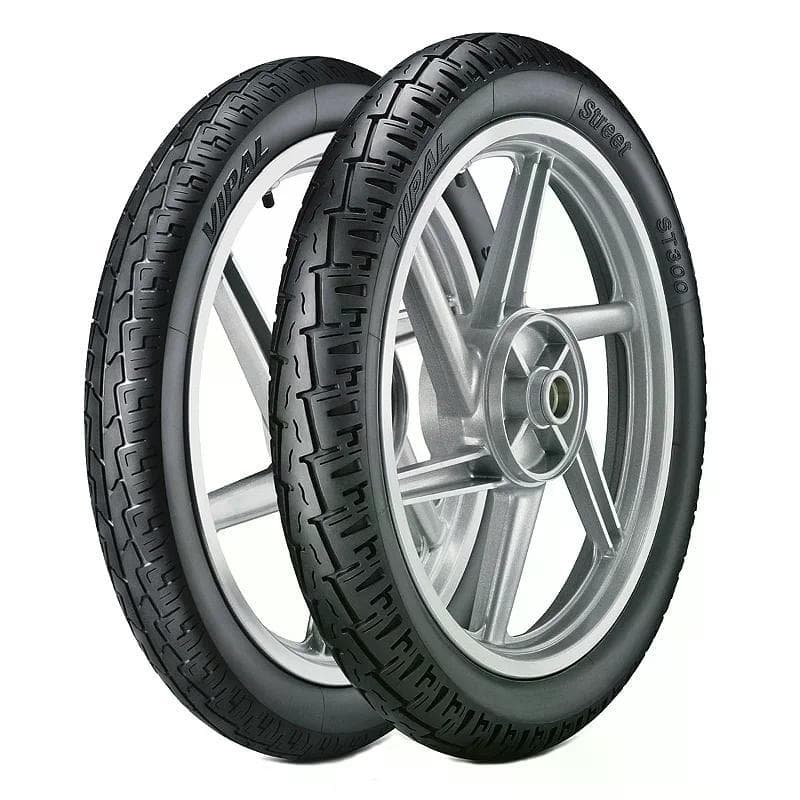 Vipal Par de Pneus Biz Pop Neo Fox 100c 100c 80/100 R14 Traseiro e 60/100 R17 Dianteiro ST300