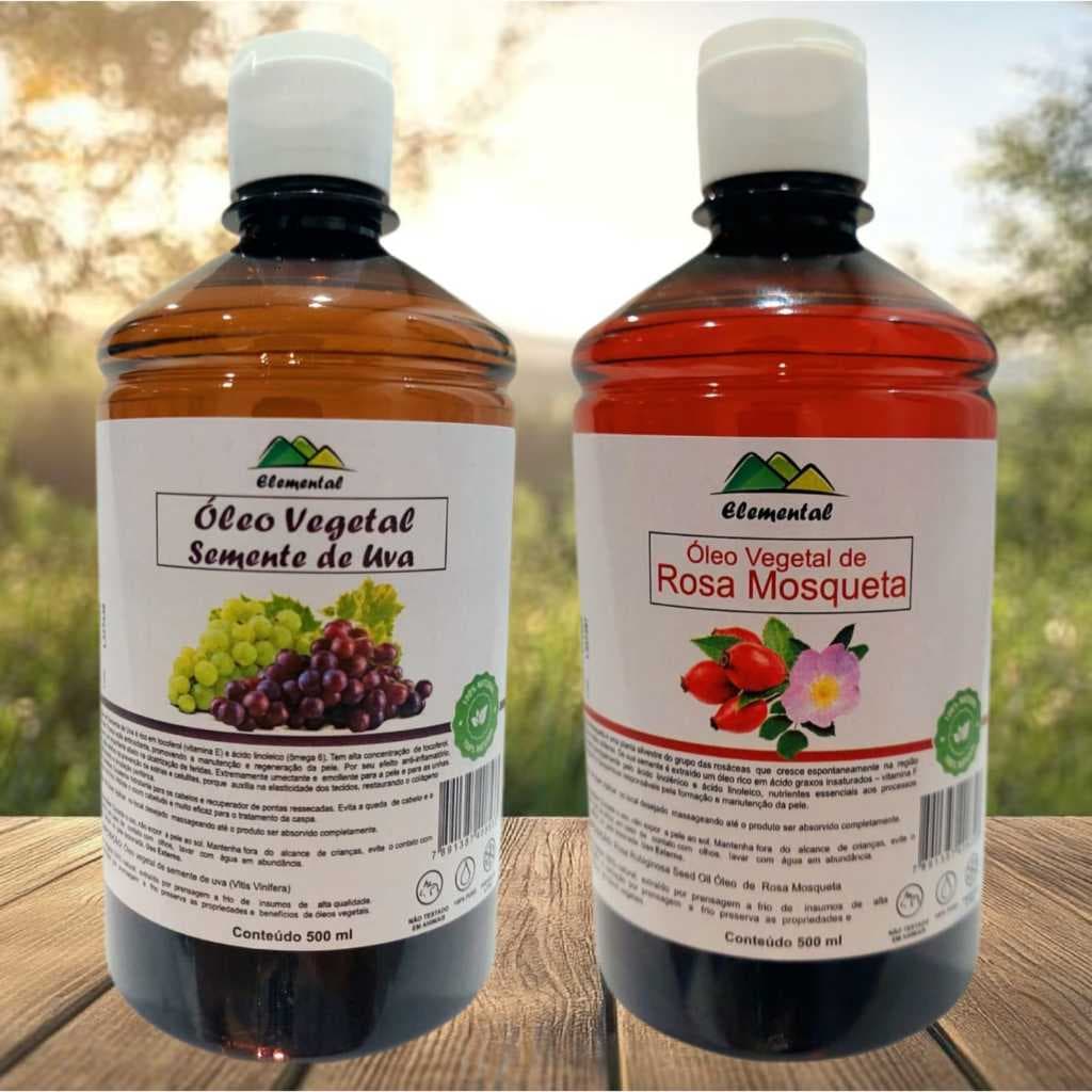 Kit 01 Óleo de Uva 500ml + 01 Óleo de Rosa Mosqueta 500ml