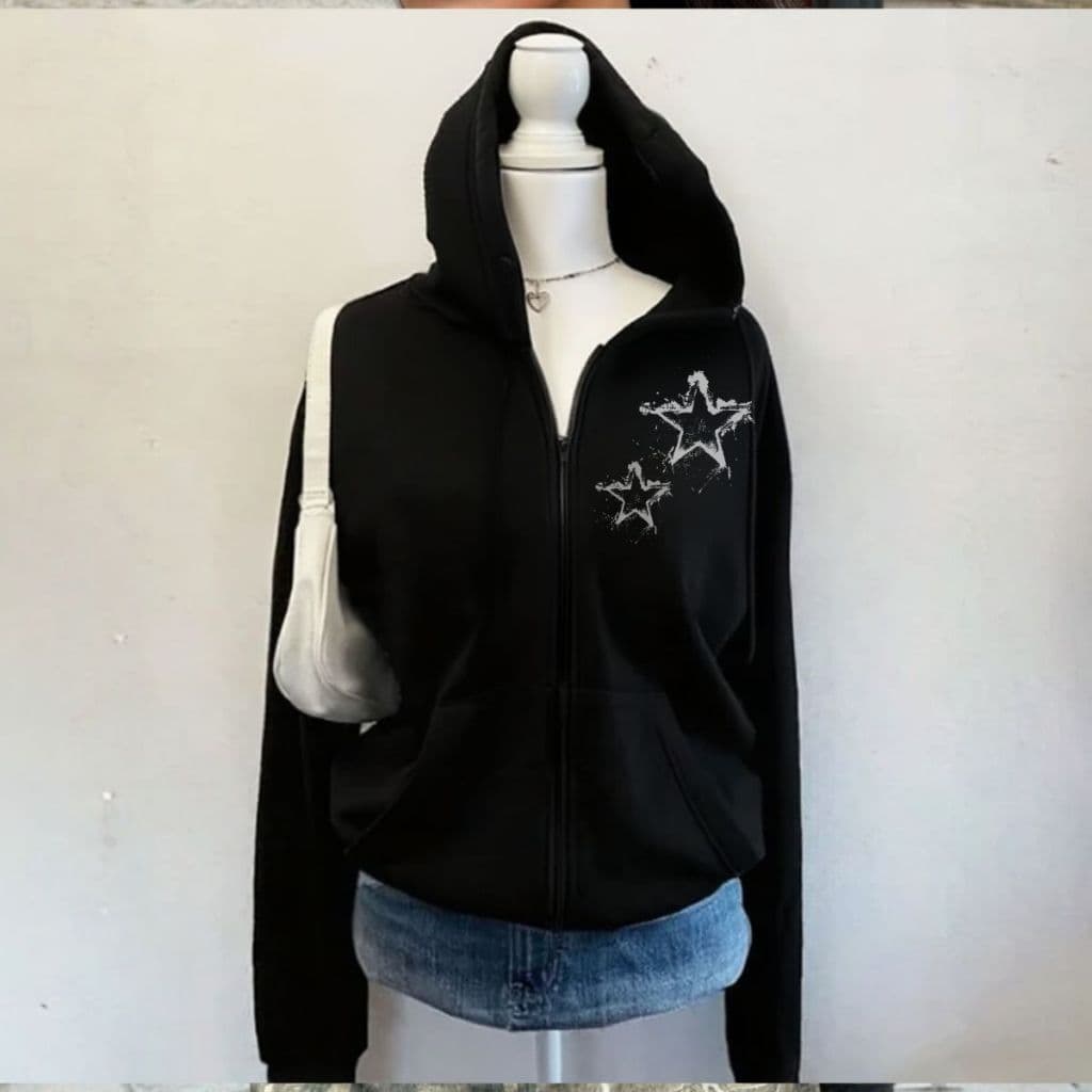 Blusa Moletom Casual Street Zíper Feminino Estampa Vintage Casual Y2k