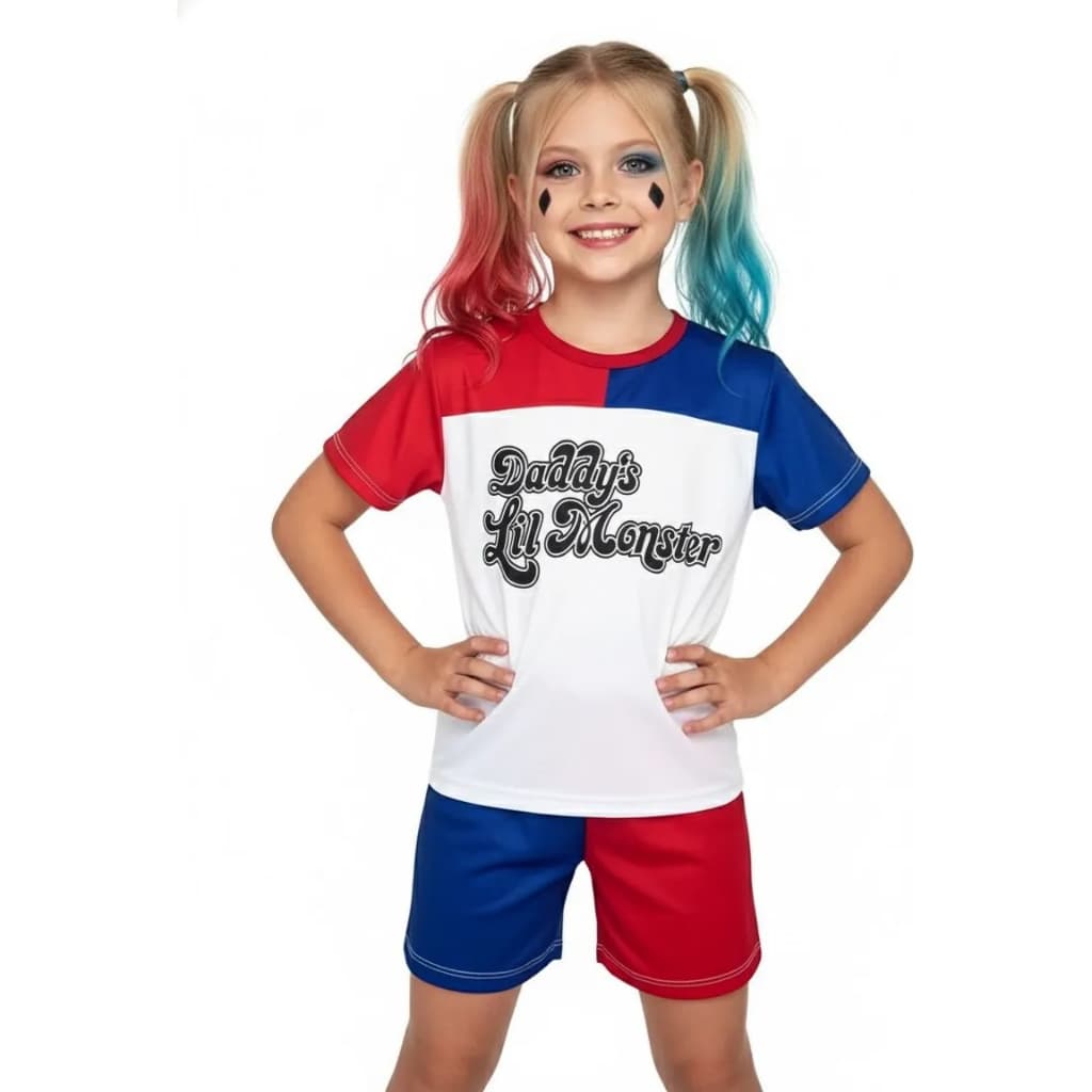Fantasia Infantil Menina Arlequina com Bastão