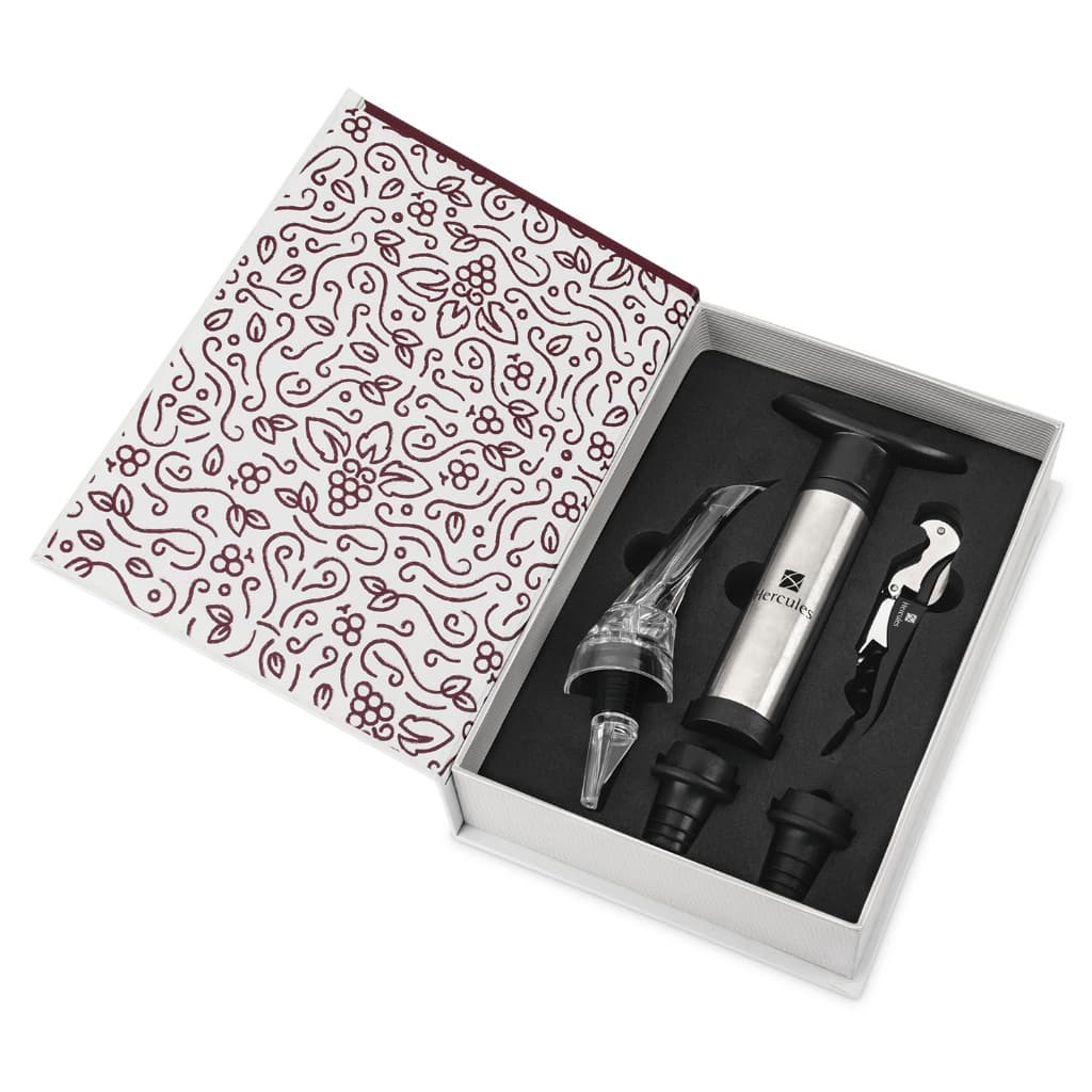 Kit Vinho 5 Peças Wine Mundial com Saca Rolha Bomba Bico Aerador e 2 Rolhas Silicone