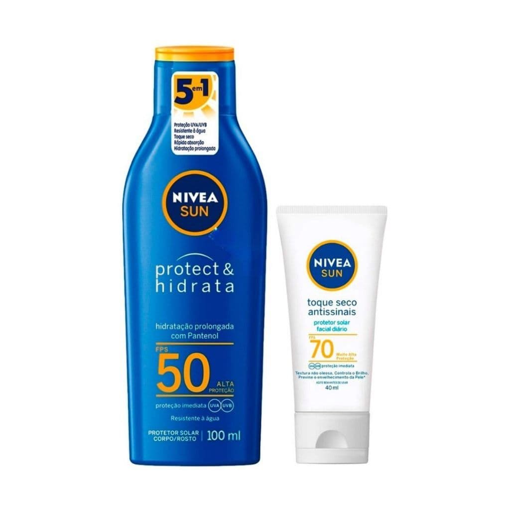Kit Protetor Nivea Fps70 200ml+ Facial Toque Seco Fps70 40ml