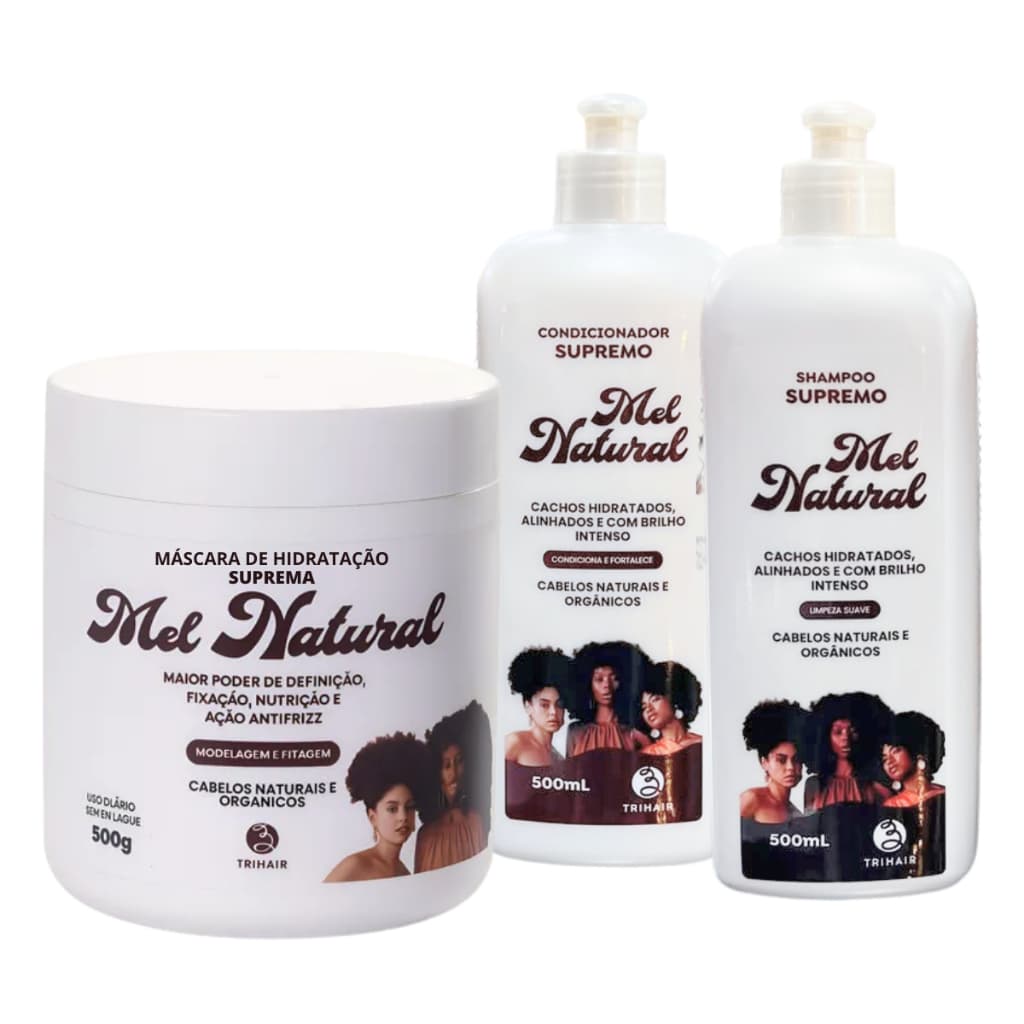 Kit Mel Natural Trihair Shampoo + Condicionador + Máscara