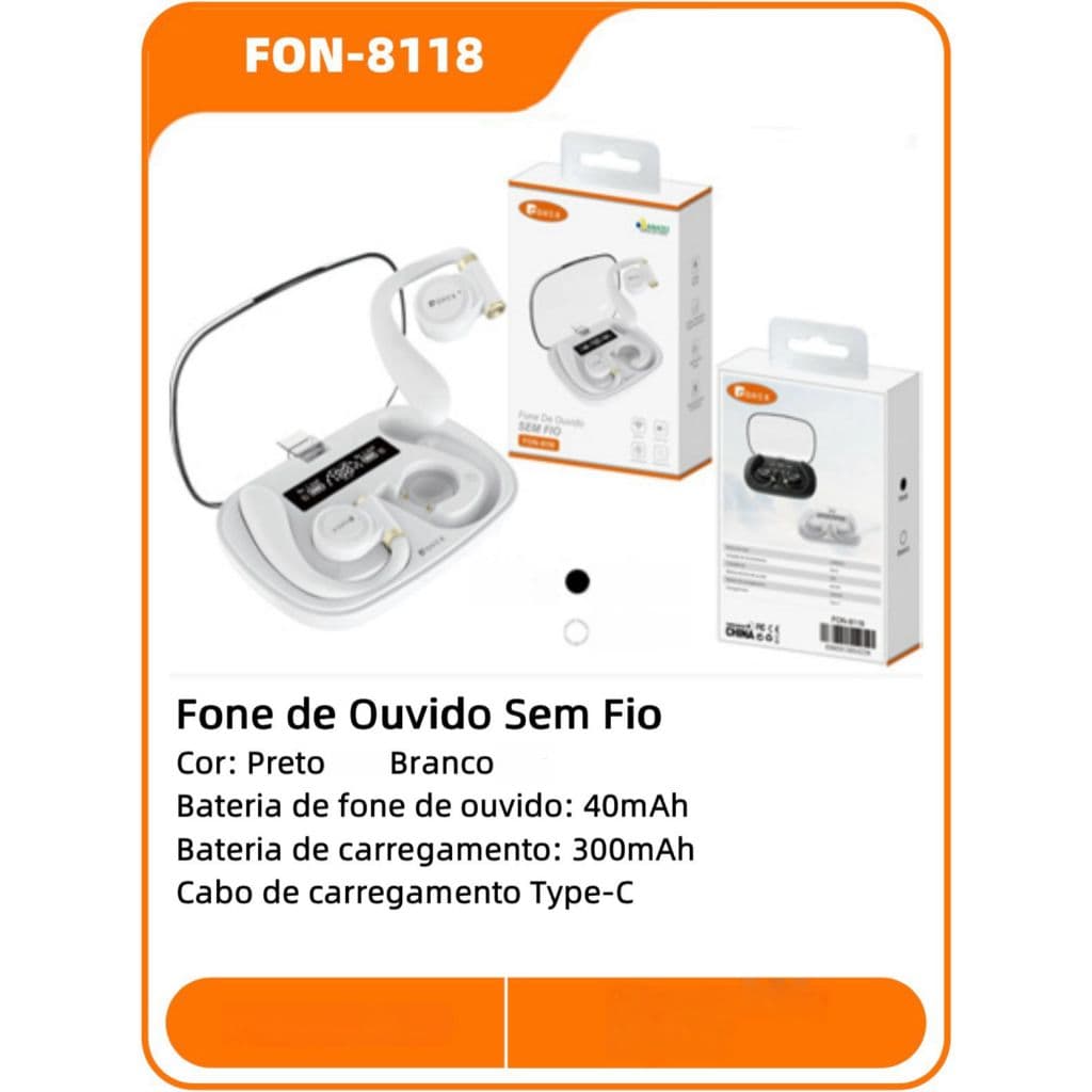 Fones de ouvido Bluetooth sem fio estilo gancho, condução óssea, não intra-auricular, para esportes e corrida, novo mode