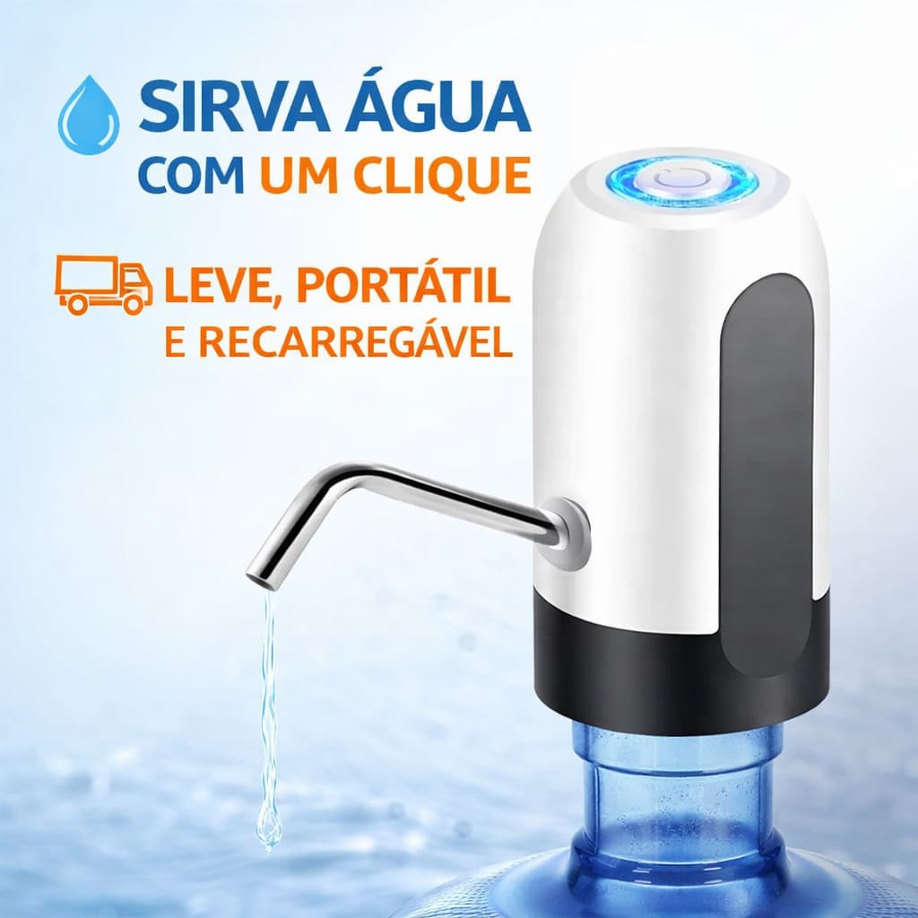 Bomba Elétrica De Galão Universal Com Carregamento USB Para Galão/Garrafão De Água