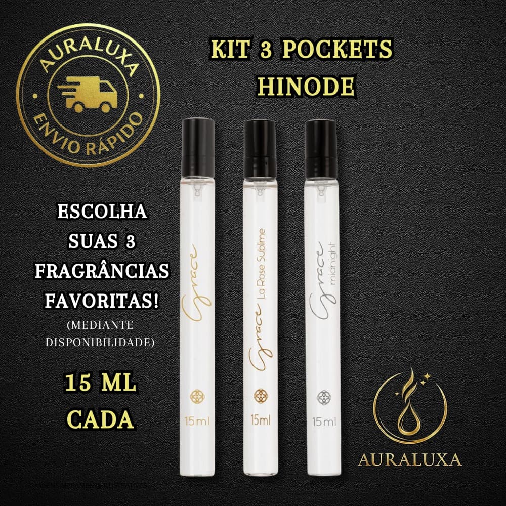 PROMOÇÃO Kit Perfumes Pocket Hinode 15ml Originais | Escolha 3 ou 5 Fragrâncias | Masculinos e Femininos