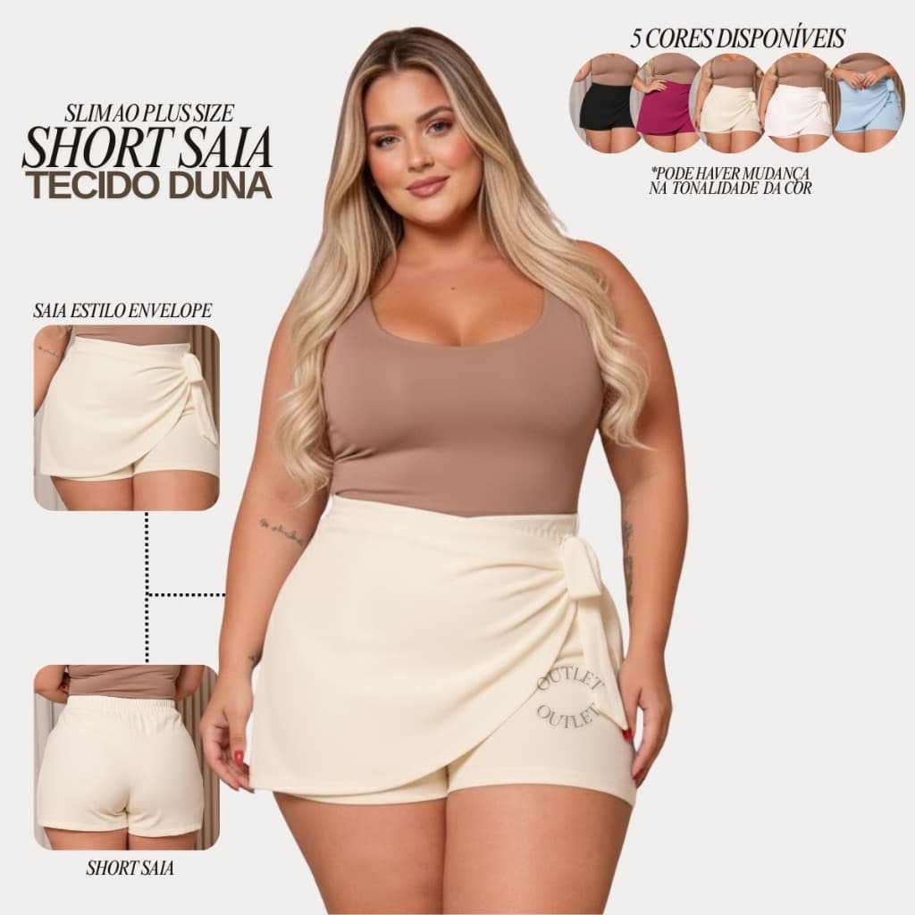 Short Saia Curto Laço Lateral Plus Size Casual Moda - Viola