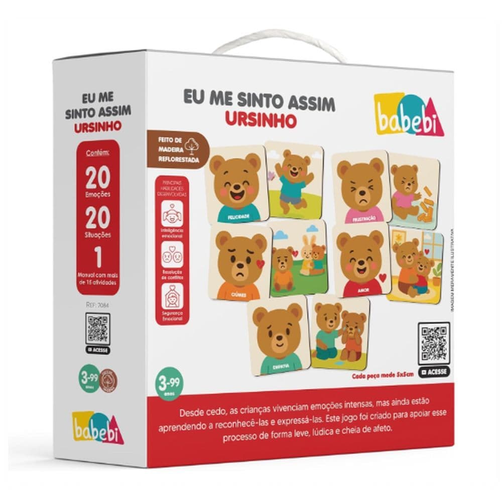 Jogo Educativo de madeira Babebi Eu me sinto assim Ursinho Ref. 7084
