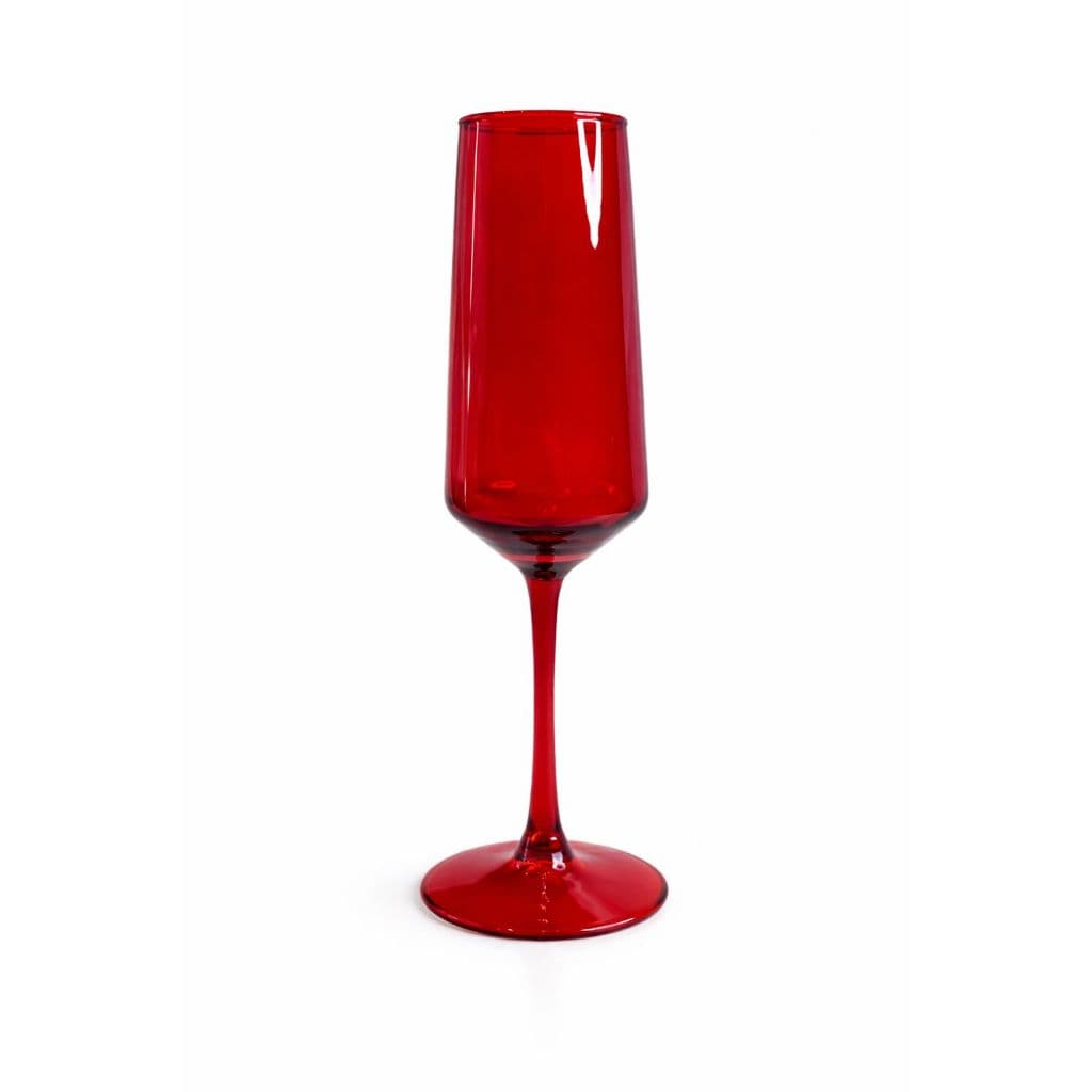 Jogo 6 Taças de Vidro para Champanhe 240ml Vermelha - Taça Colorida para Espumante Festas e Presente