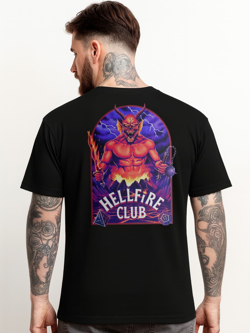 Camiseta Masculina Preta Estampada Hellfire Club 100% Algodão