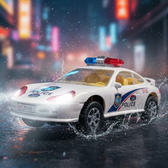 Carrinho de Polícia Infantil Brinquedo Com Luzes e Sons 3D