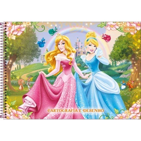 Caderno de Desenho Infantil PRINCESAS Tilibra 80 Folhas | Capa Dura | Cartografia  Escolar Kawaii